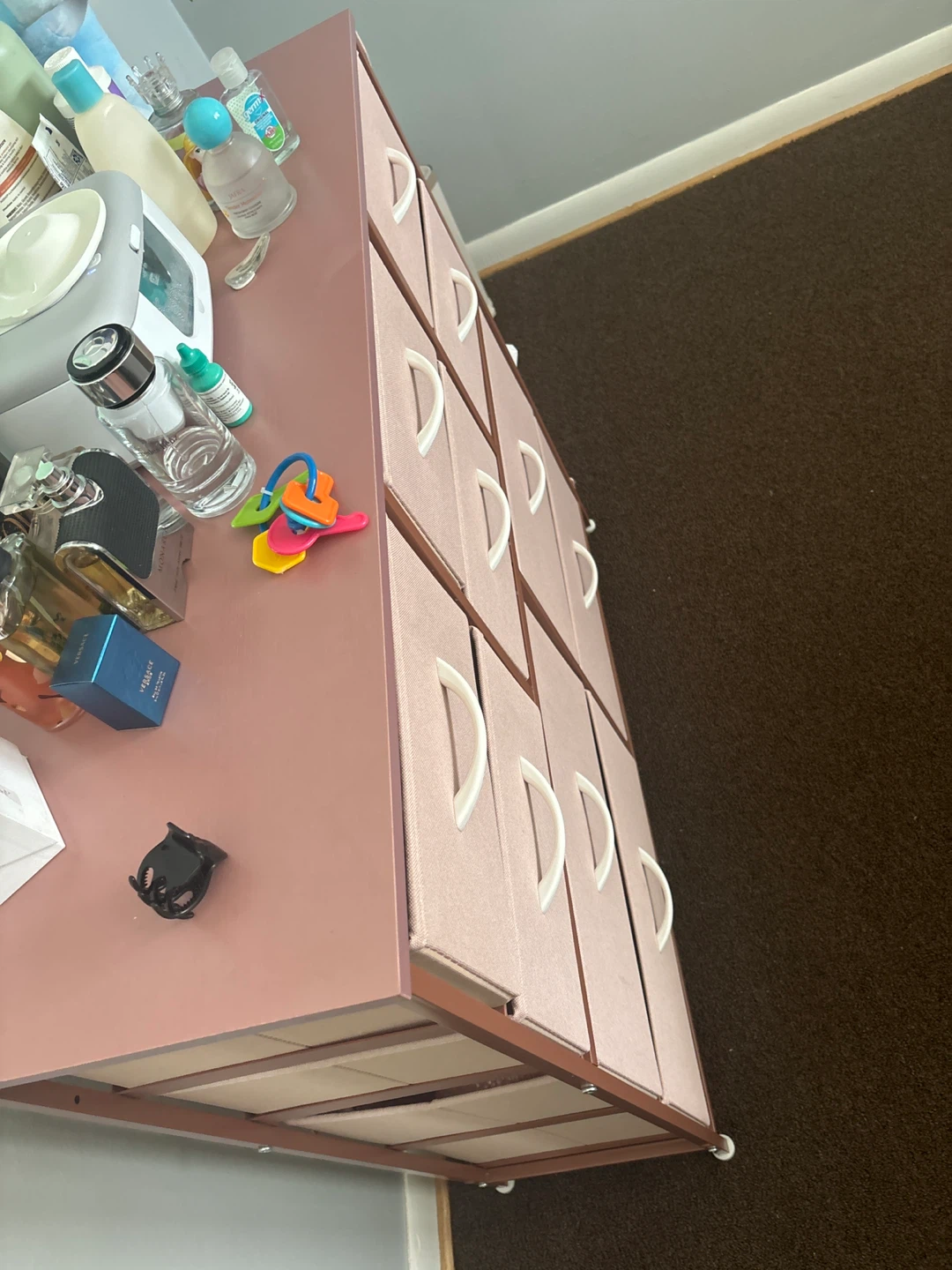 Pink Fabric Drawer Storage Unit