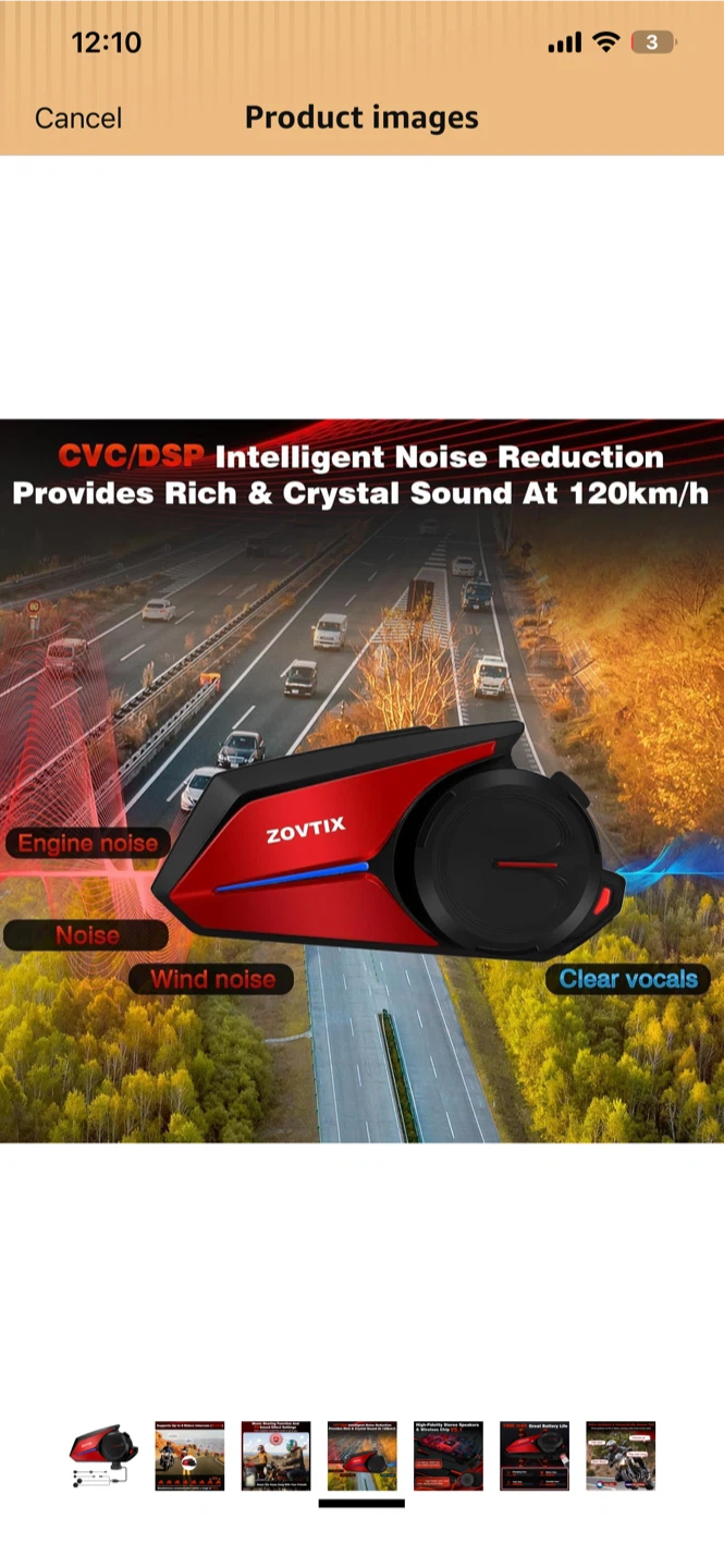 ZOVTIX Motorcycle Helmet Headset - Red 1 Pack - photo 5