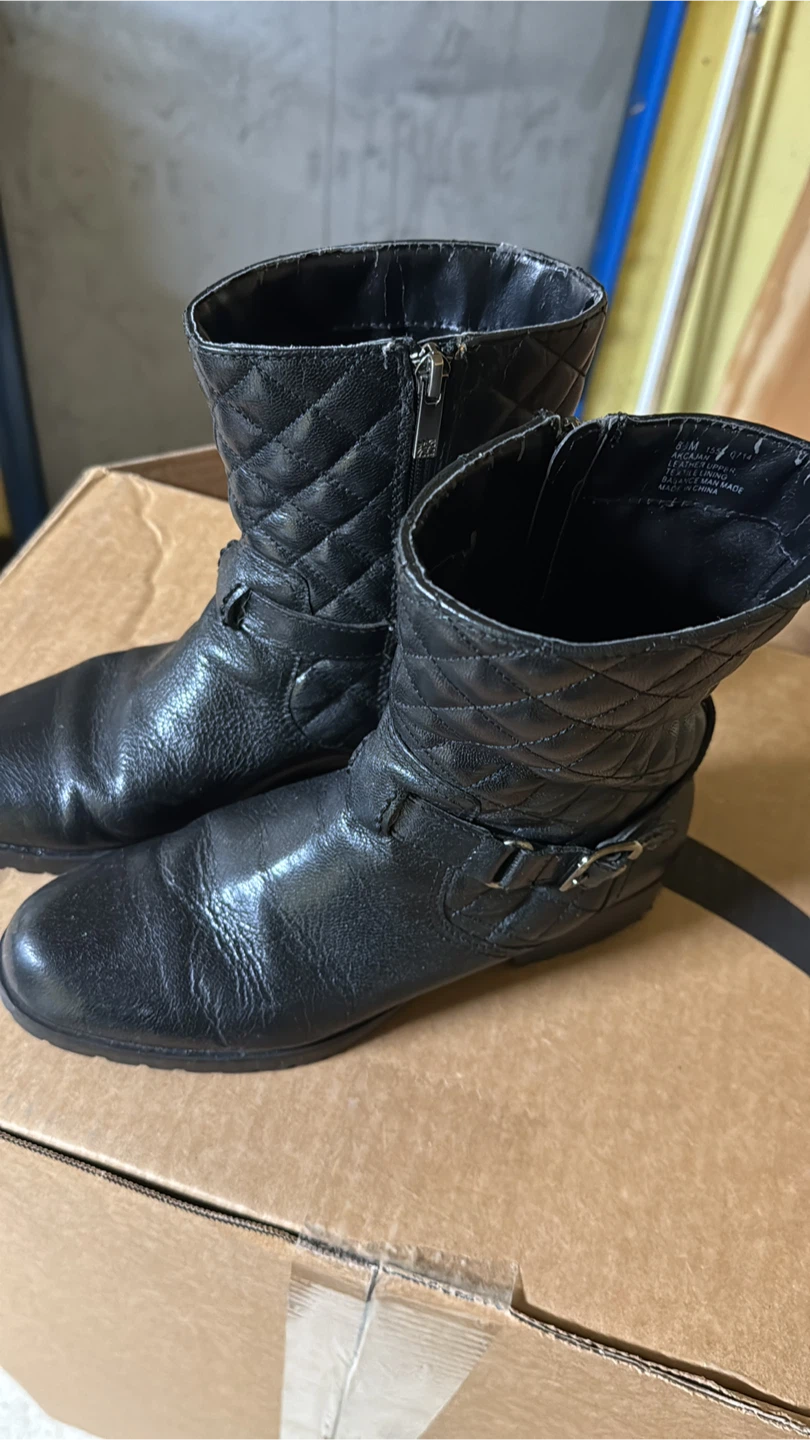 Anne Klein Black Quilted Leather Boots