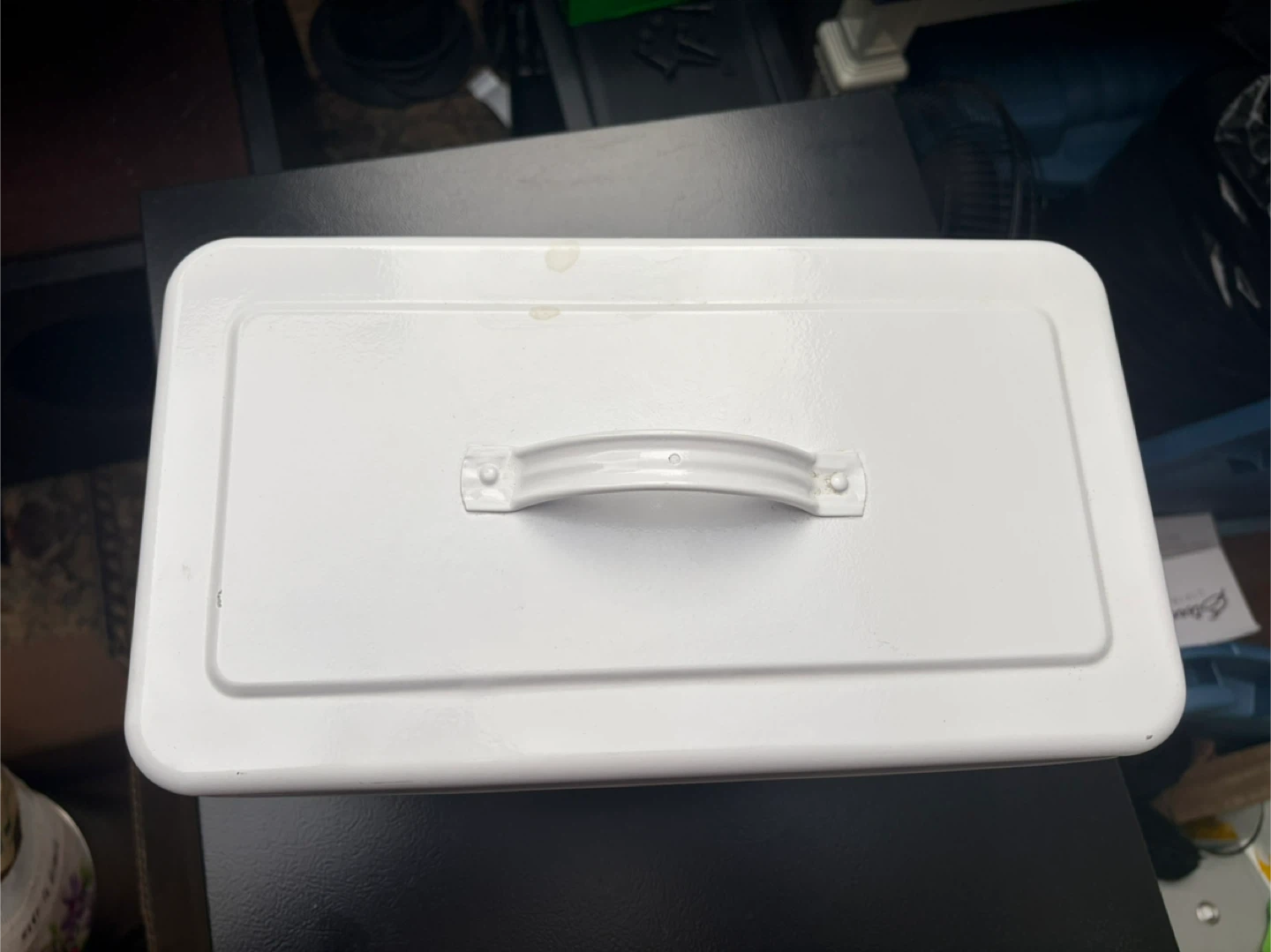 White Metal Laundry Storage Tin with Handle - photo 2