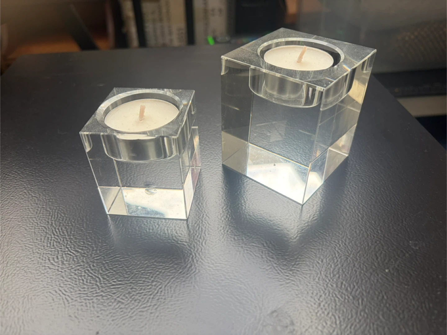 Set of 2 Crystal Cube Tea Light Holders