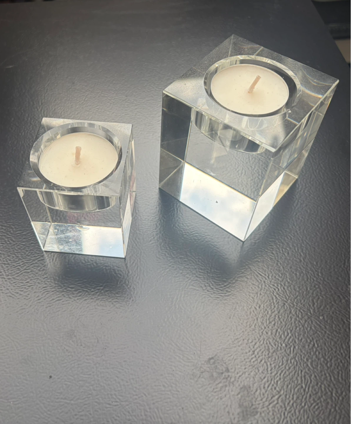 Set of 2 Crystal Cube Tea Light Holders - photo 2