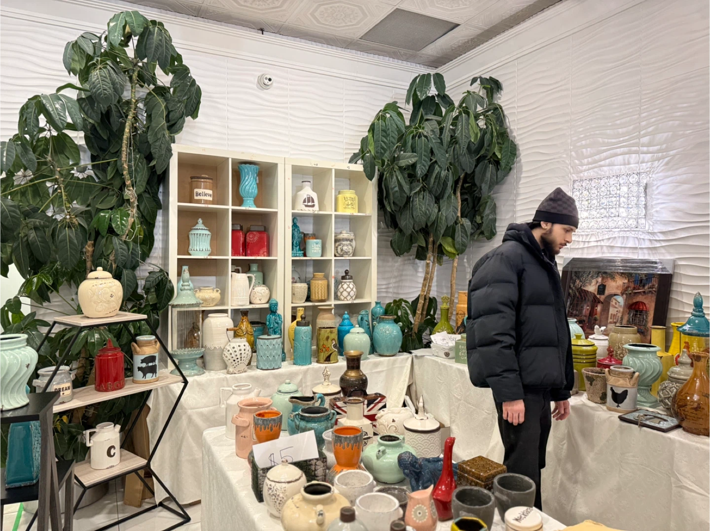 Assorted decorative vases and ceramic pieces