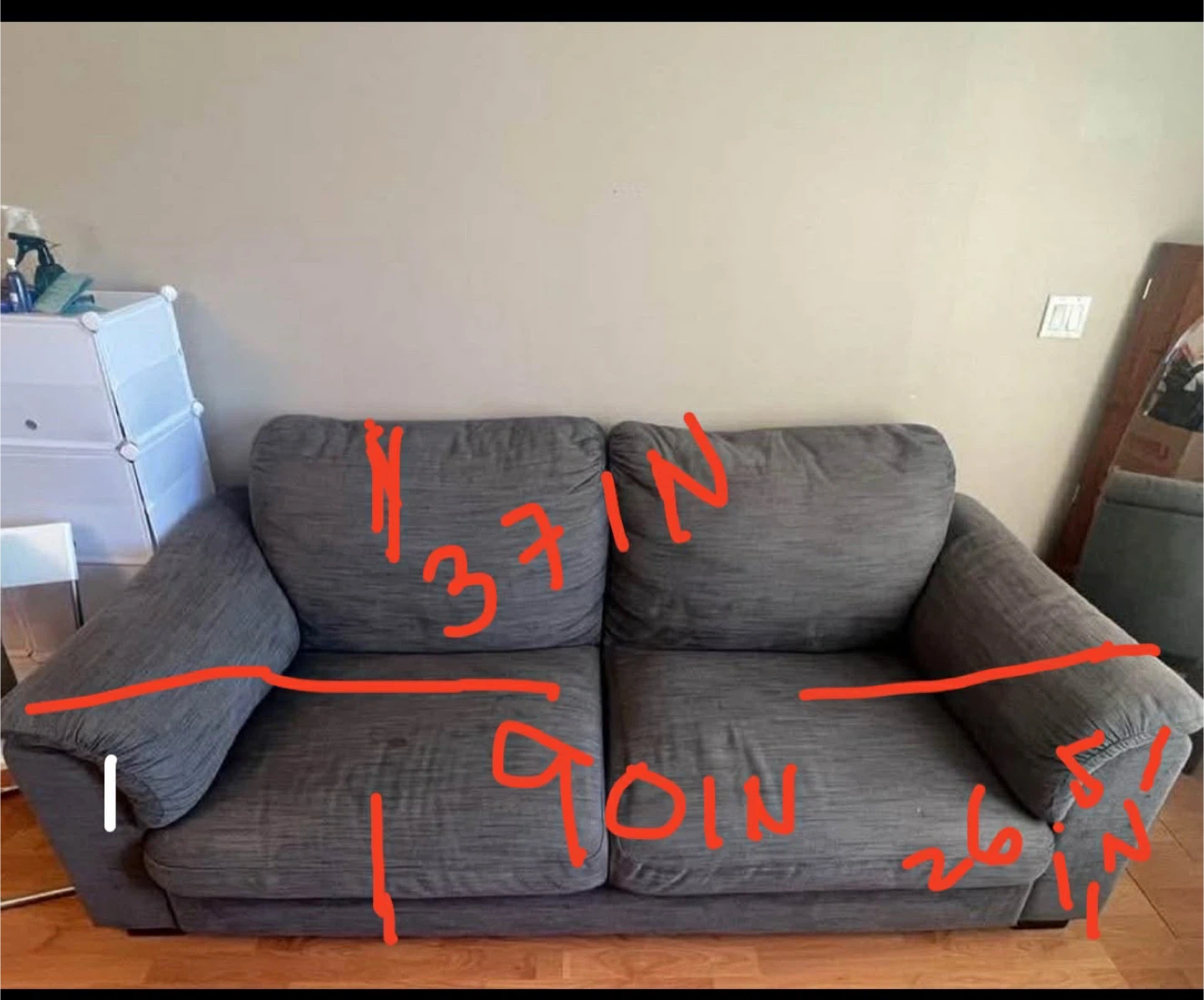 Grey loveseat sofa - photo 2