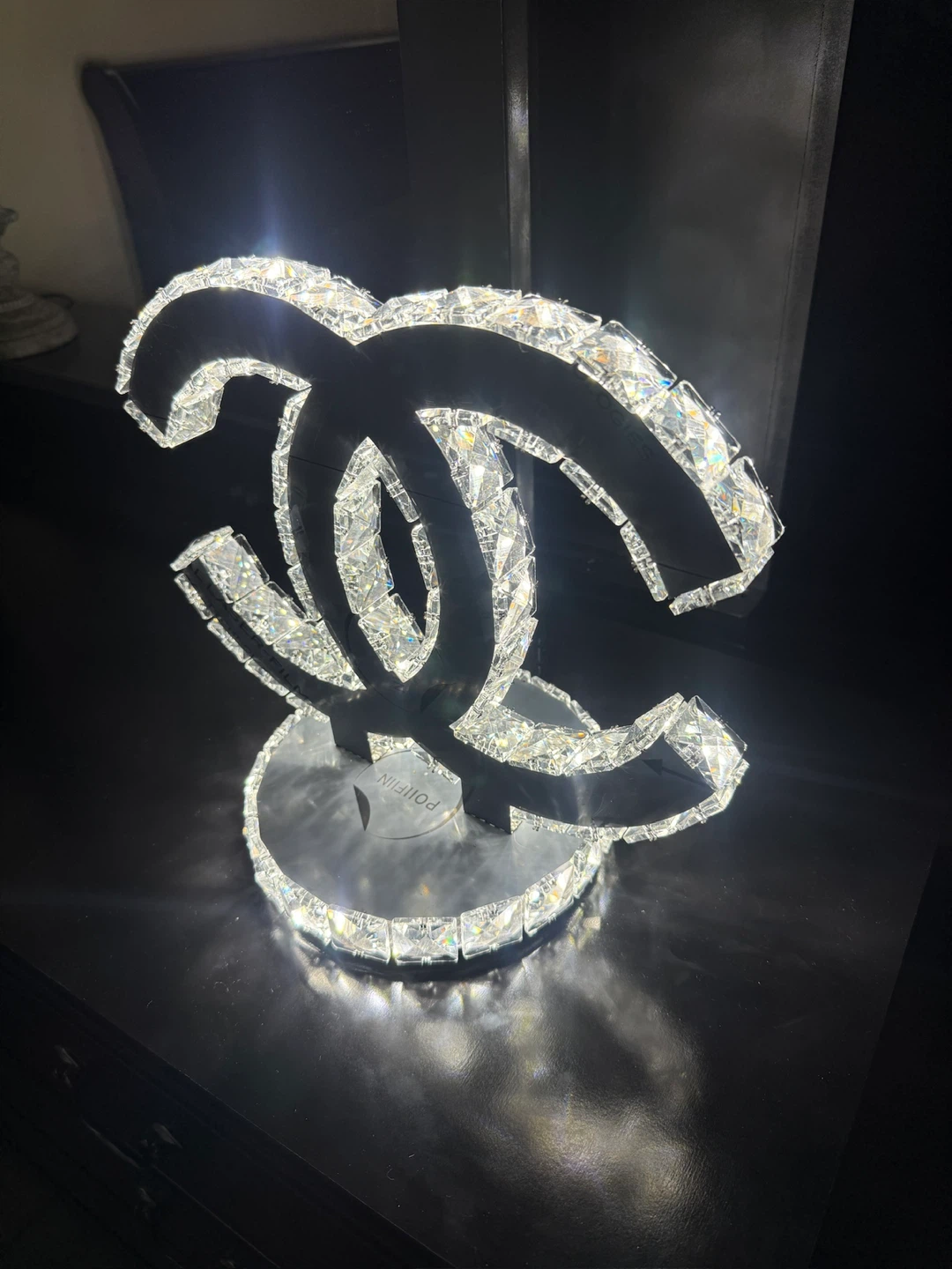 Crystal LED Lamp with Interlocking CC Logo
