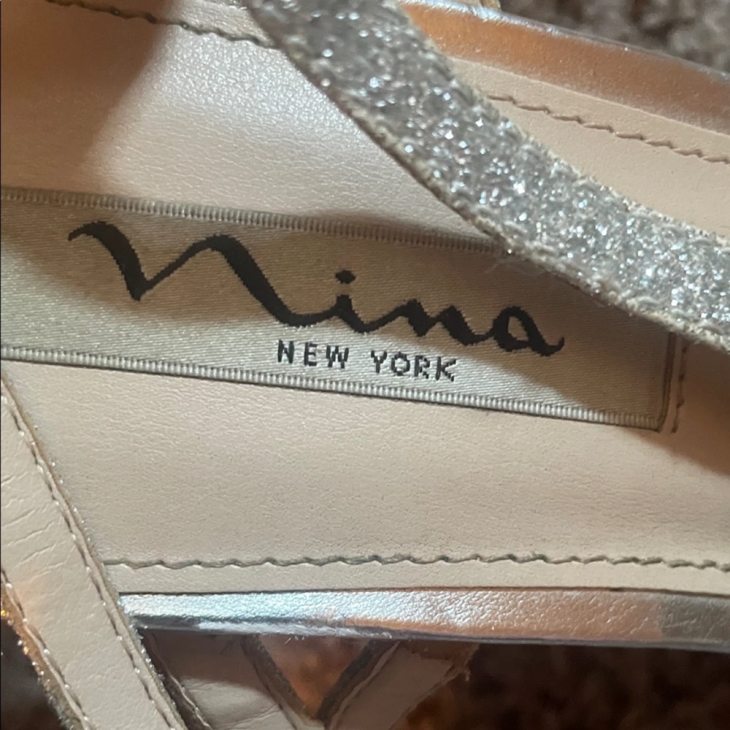 Nina Silver Glitter Strappy Heels - Size 9 - photo 2