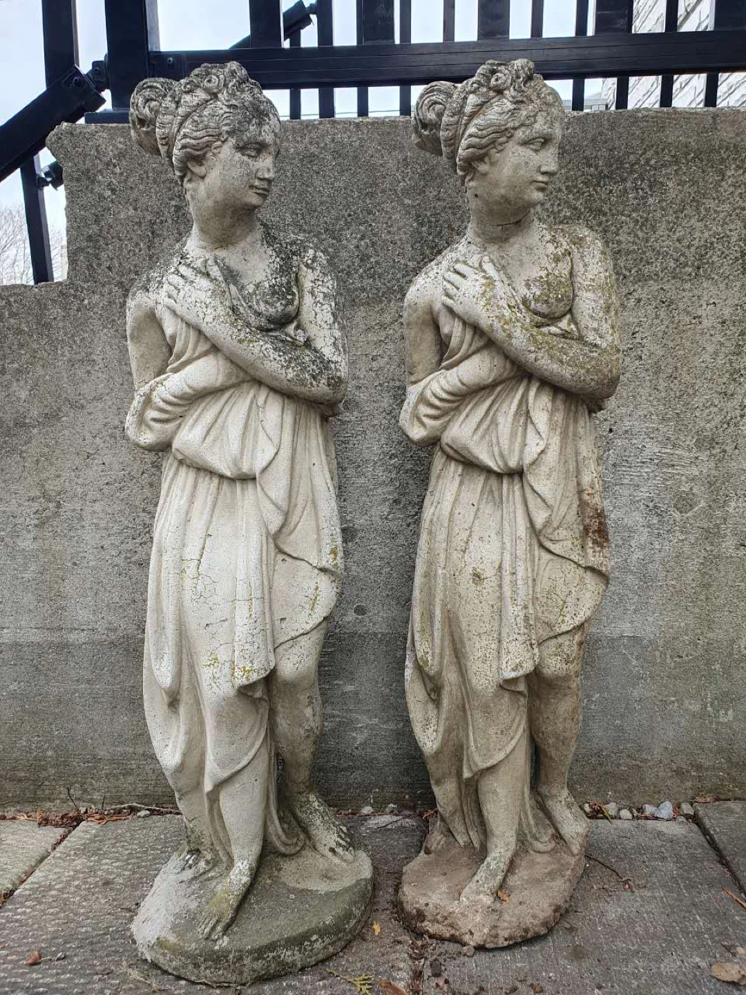Pair of Vintage Female Garden Statues