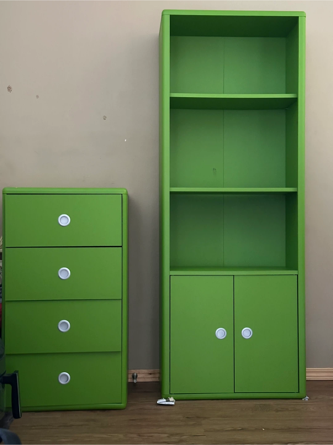 Green Dresser and Bookshelf Set
