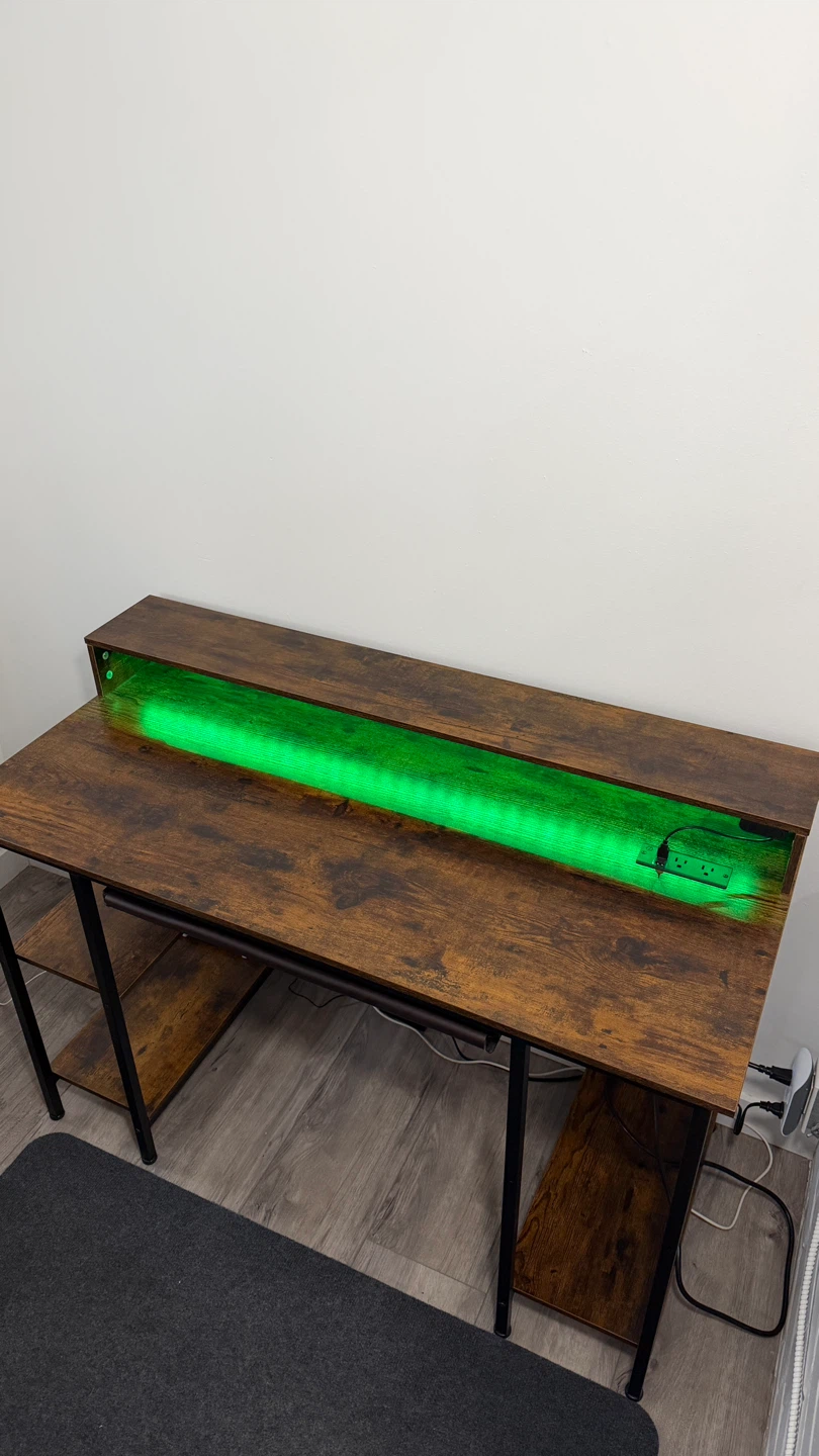 Computer Desk with Shelving and LED Lighting - photo 3