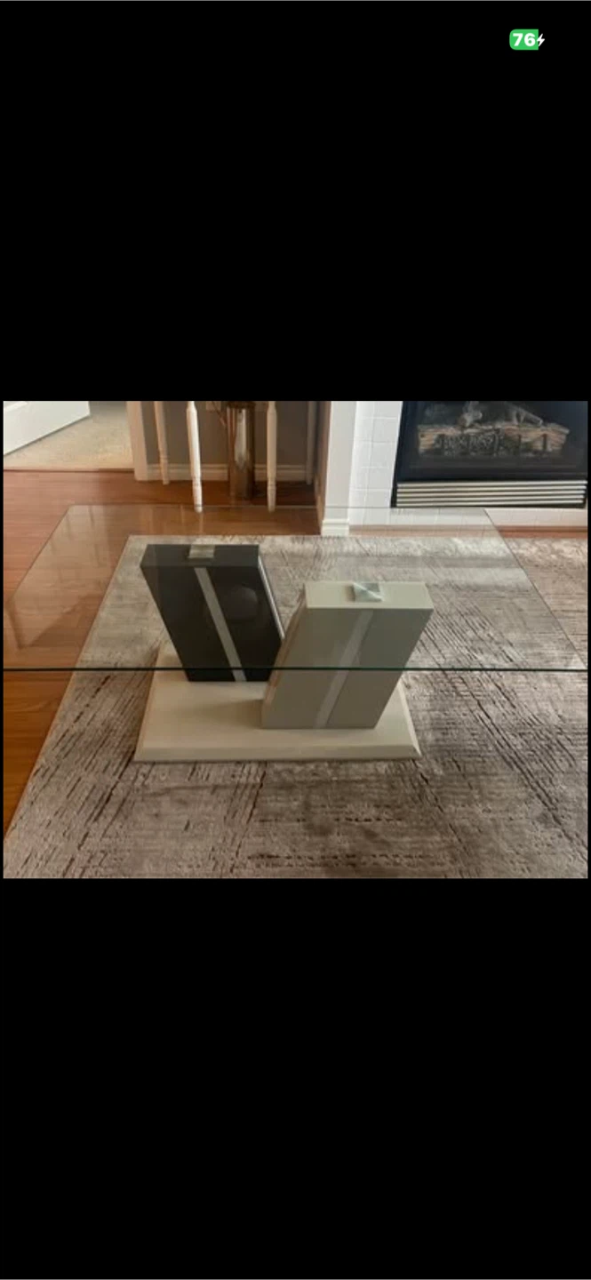Glass Coffee Table with Modern Base