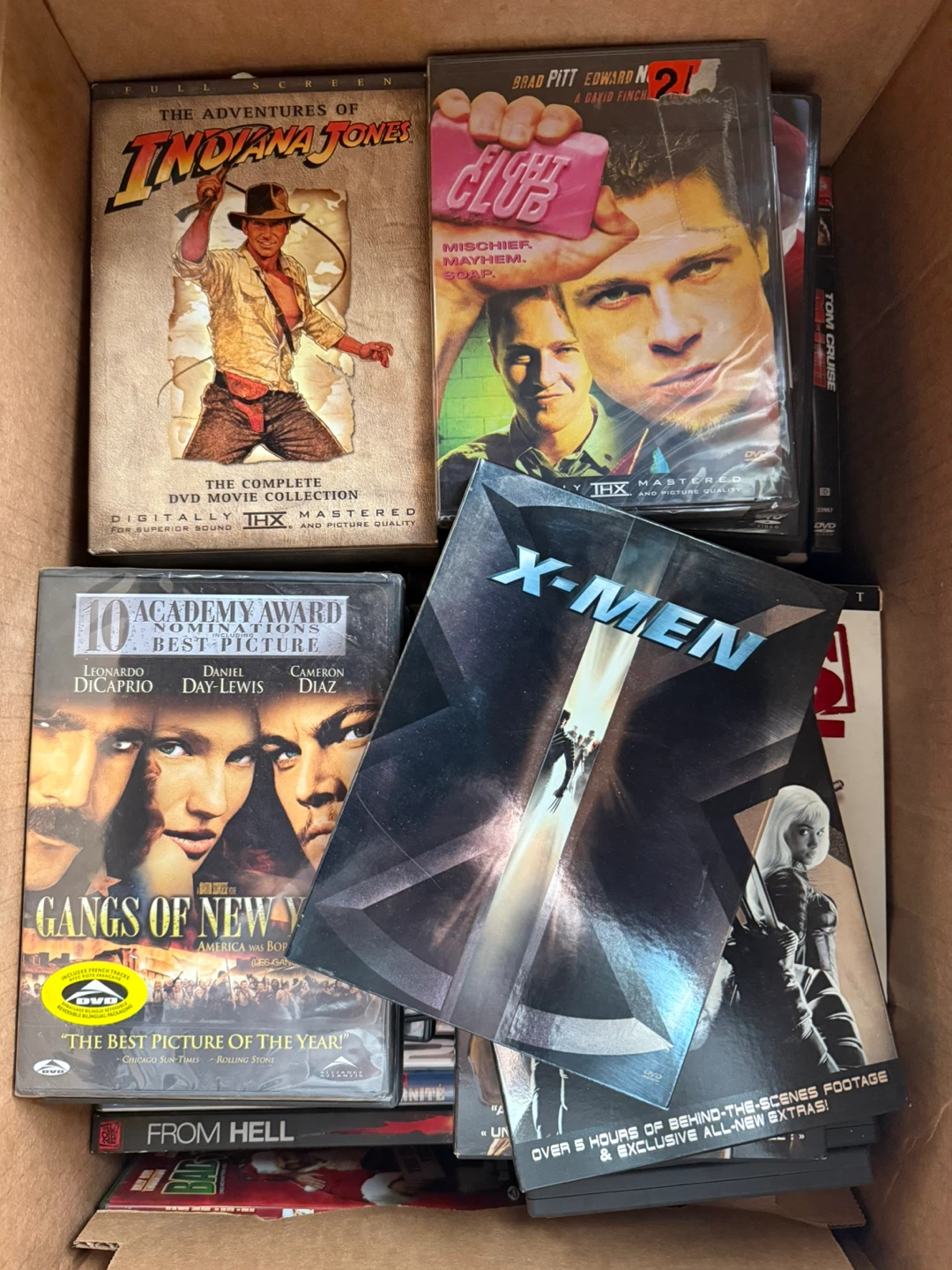 Box of assorted DVDS