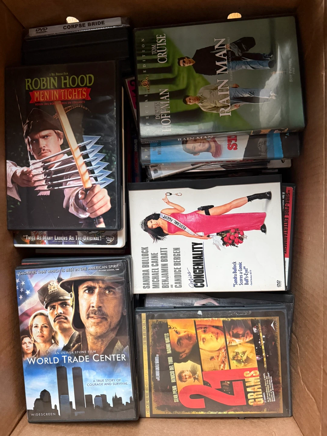 Box of assorted DVDS