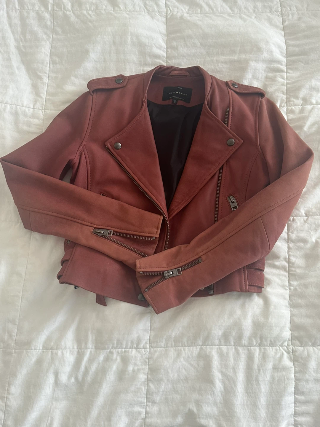 Lucky Brand Pink Suede Moto Jacket