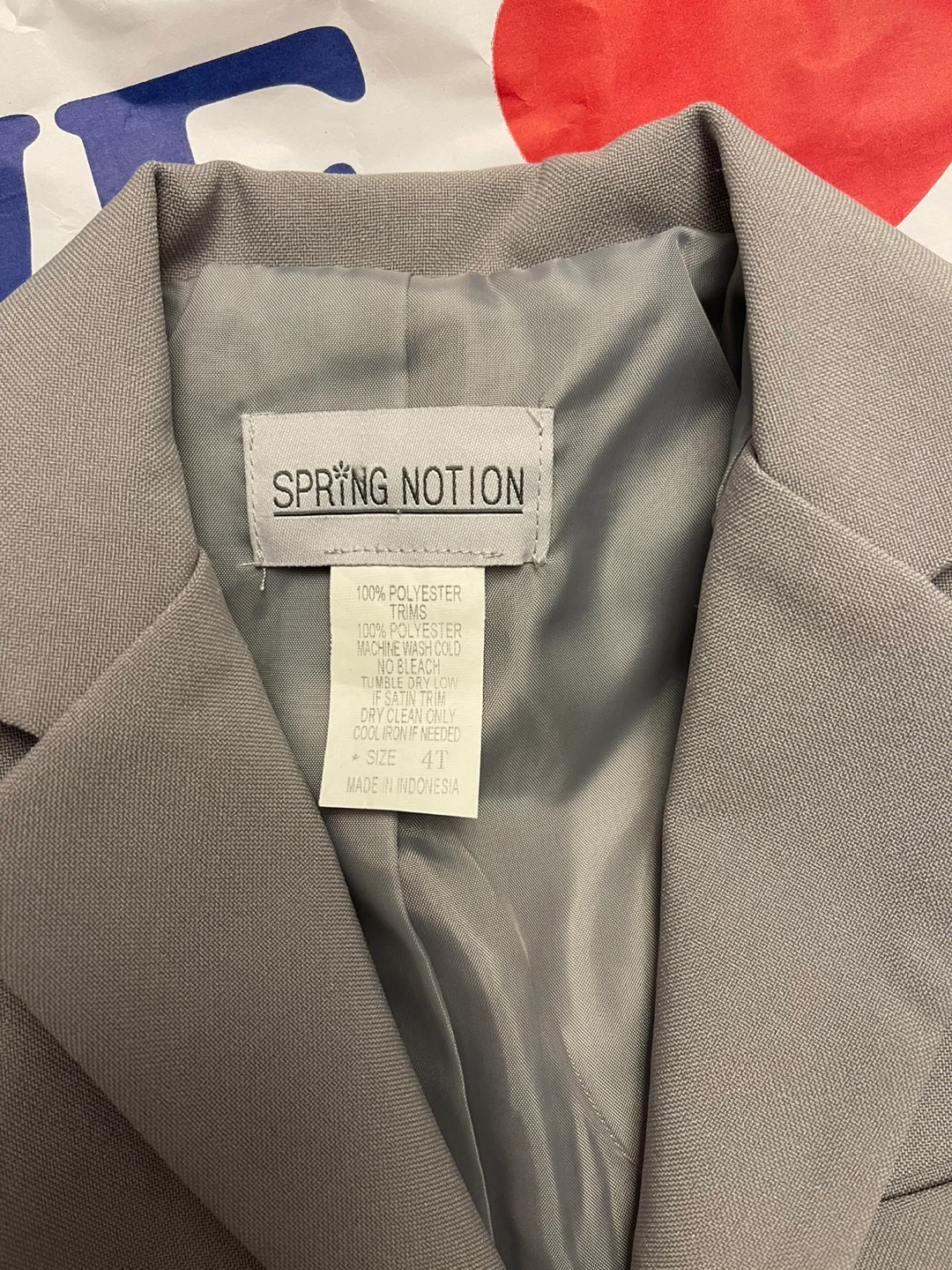 Spring Notion Boys 4T Gray Blazer with Plaid Tie - photo 2