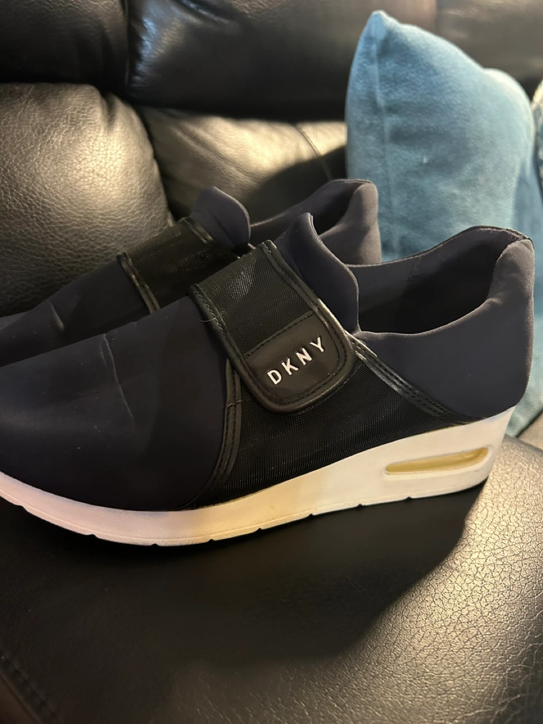 DKNY Navy Slip-On Wedge Sneakers