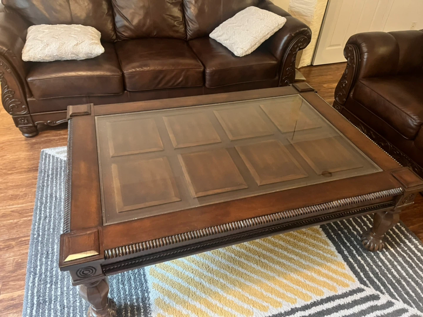 Luxury Dark Brown Leather Sofa Set – Excellent Condition - photo 5