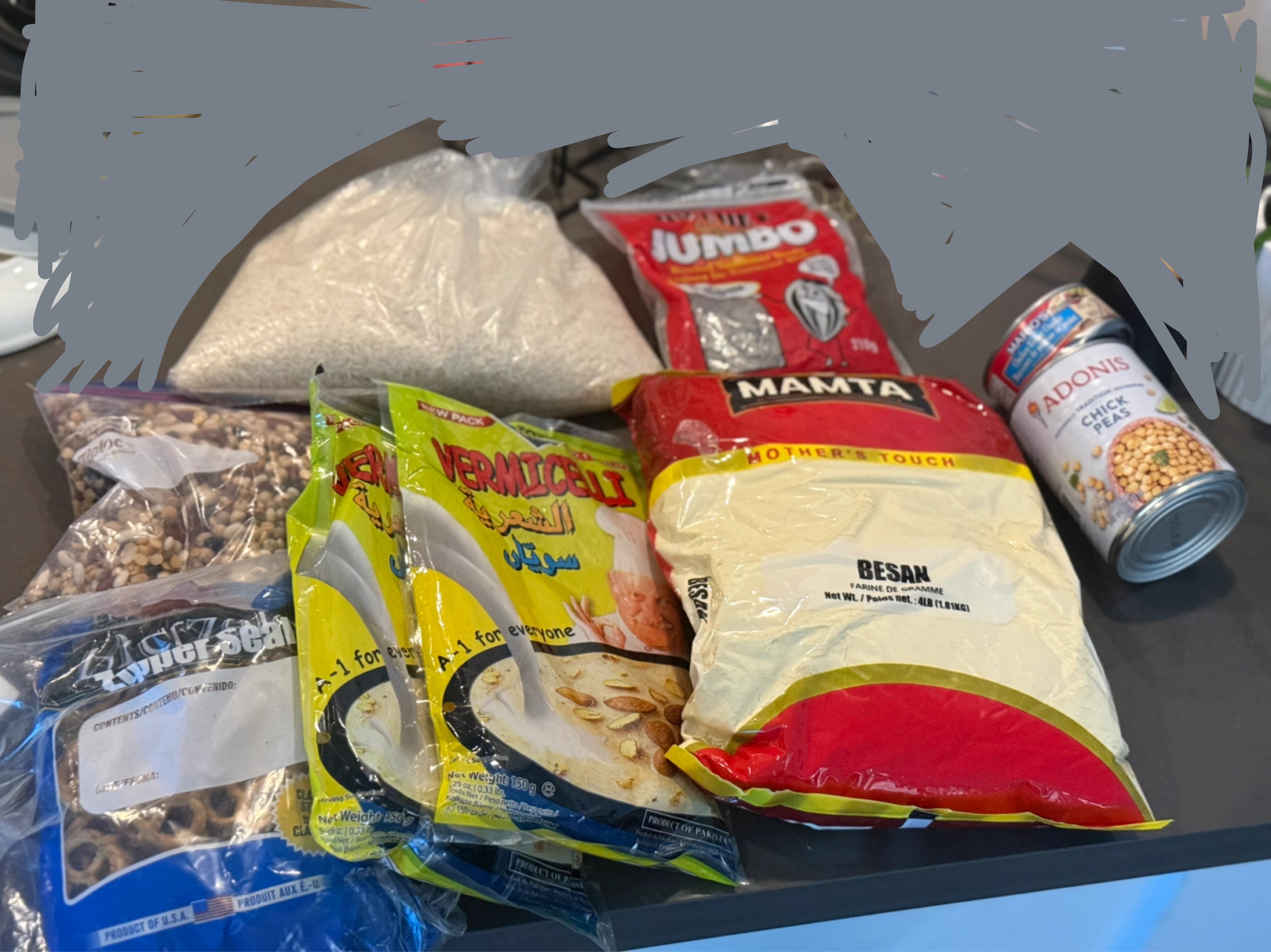 Assorted Groceries: Besan, Vermicelli, Chick Peas & More