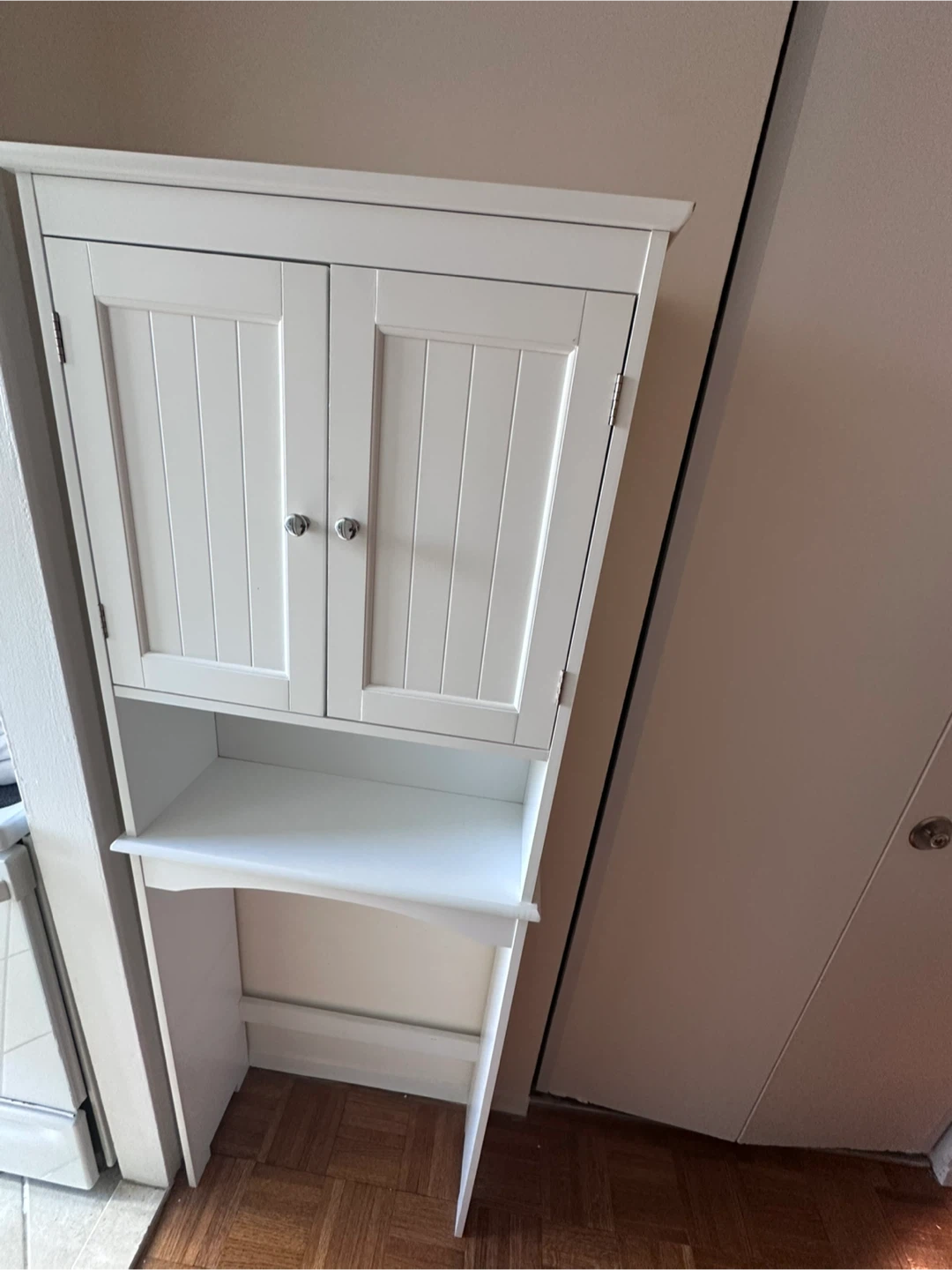 White Two-Door Storage Cabinet with Shelf