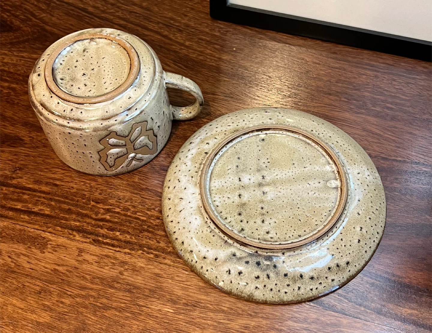 Vintage Stoneware Teacup and Saucer Set - photo 2
