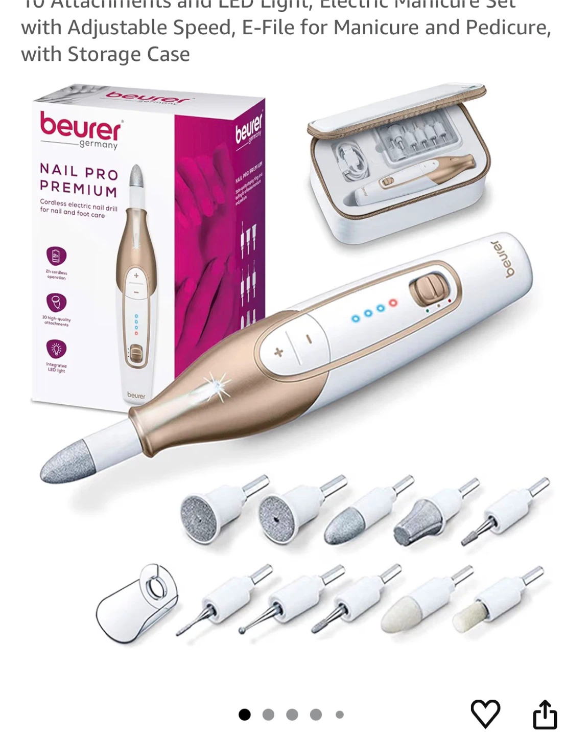 Beurer Nail Pro Premium Electric Nail Drill with 10 Case