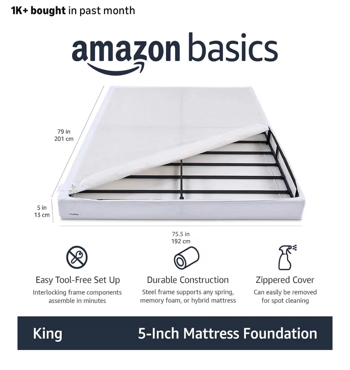 Amazon Basics King 5-Inch Mattress Foundation - photo 4
