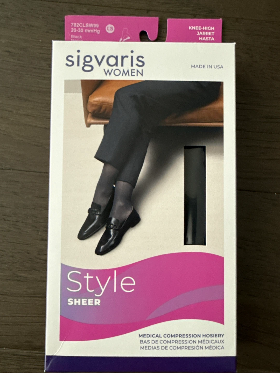 Sigvaris Women's Sheer Knee-High Compression Hosiery (Black, LS)