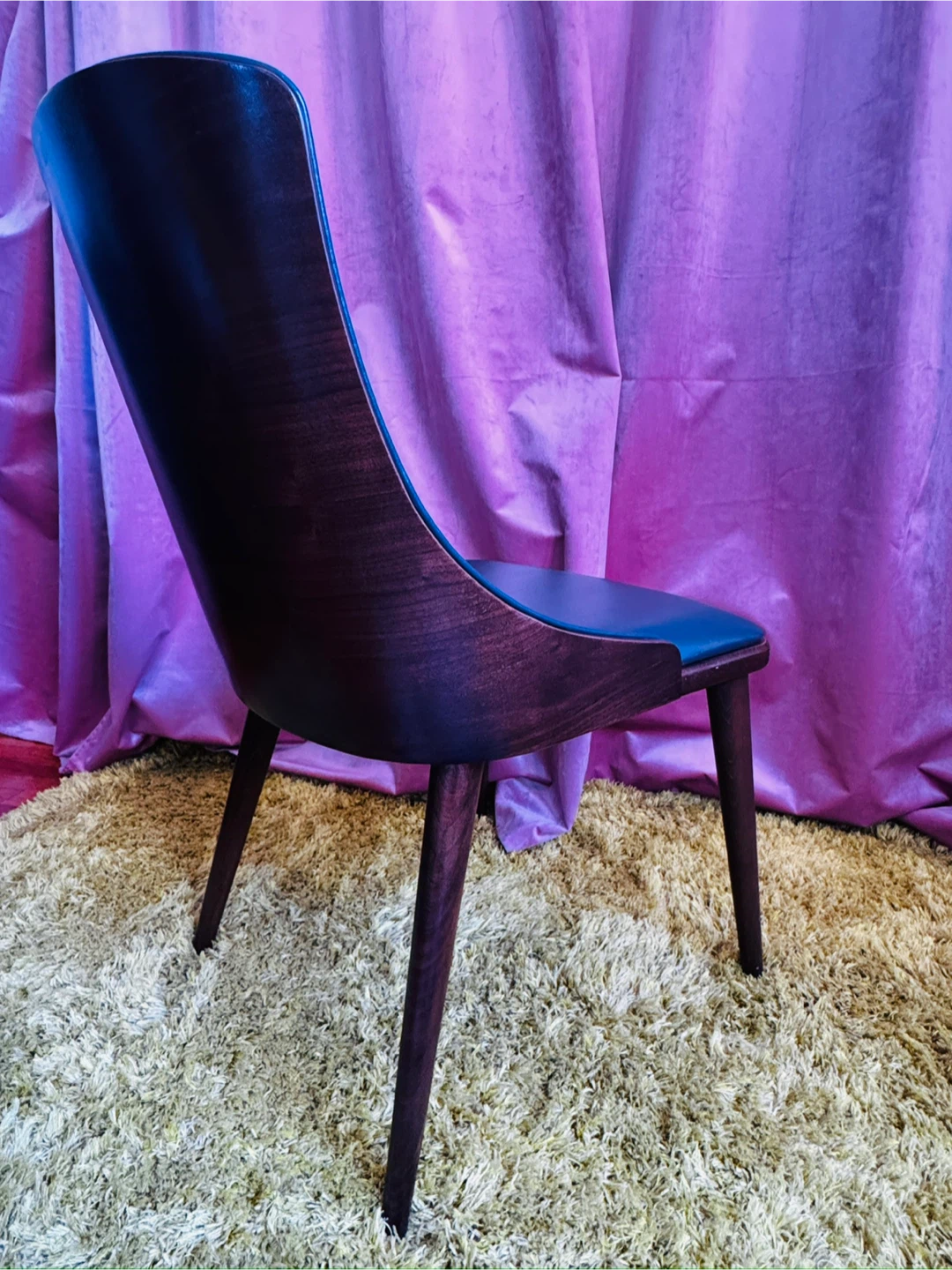 SohoConcept Romano W Chairs (2) - Black Leather & Walnut Finish - photo 4