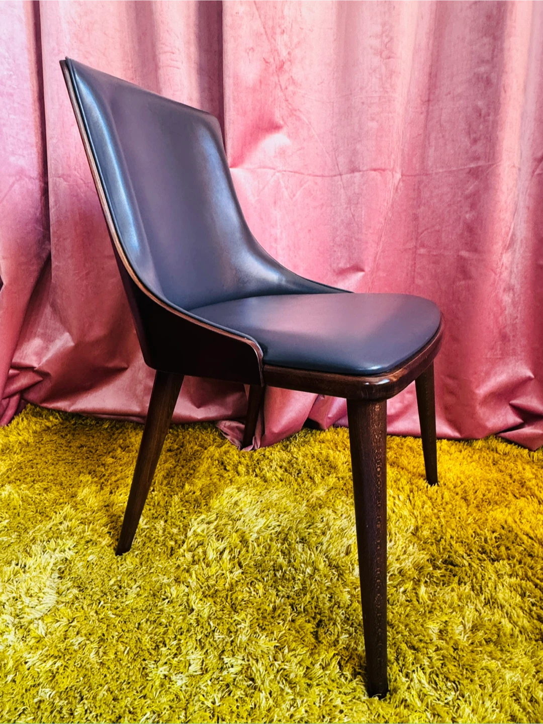 SohoConcept Romano W Chairs (2) - Black Leather & Walnut Finish - photo 2