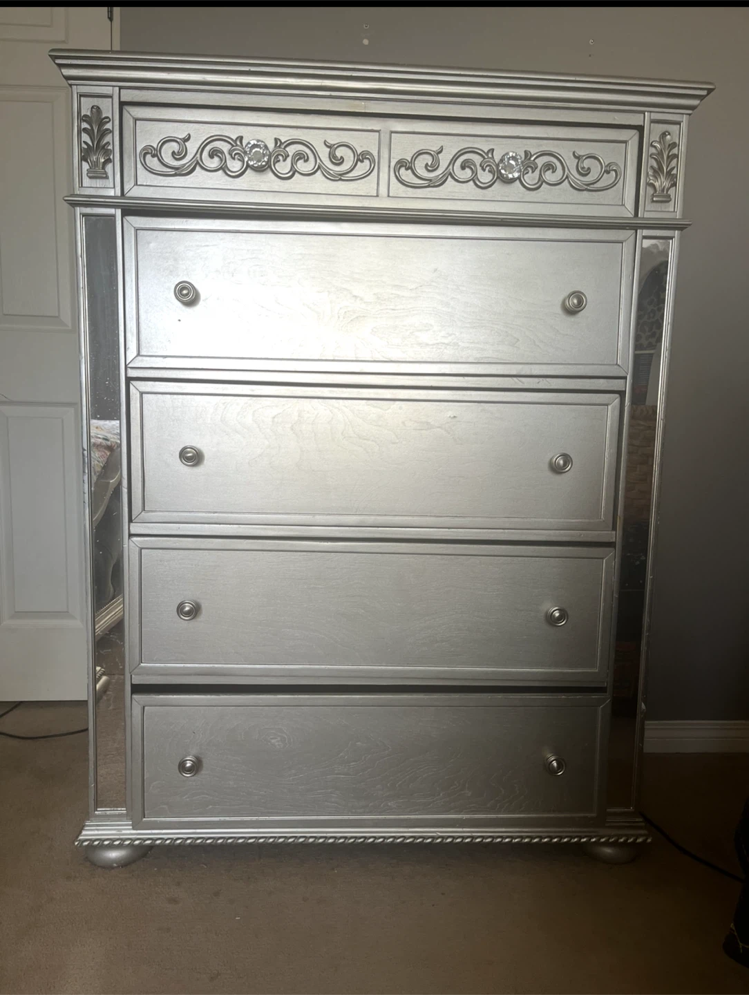 Silver Mirrored bedroom set - photo 4