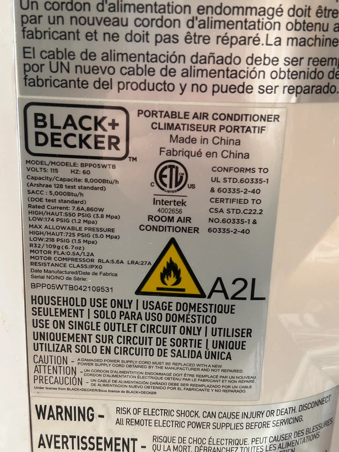Black and Decker Standing AC - photo 2