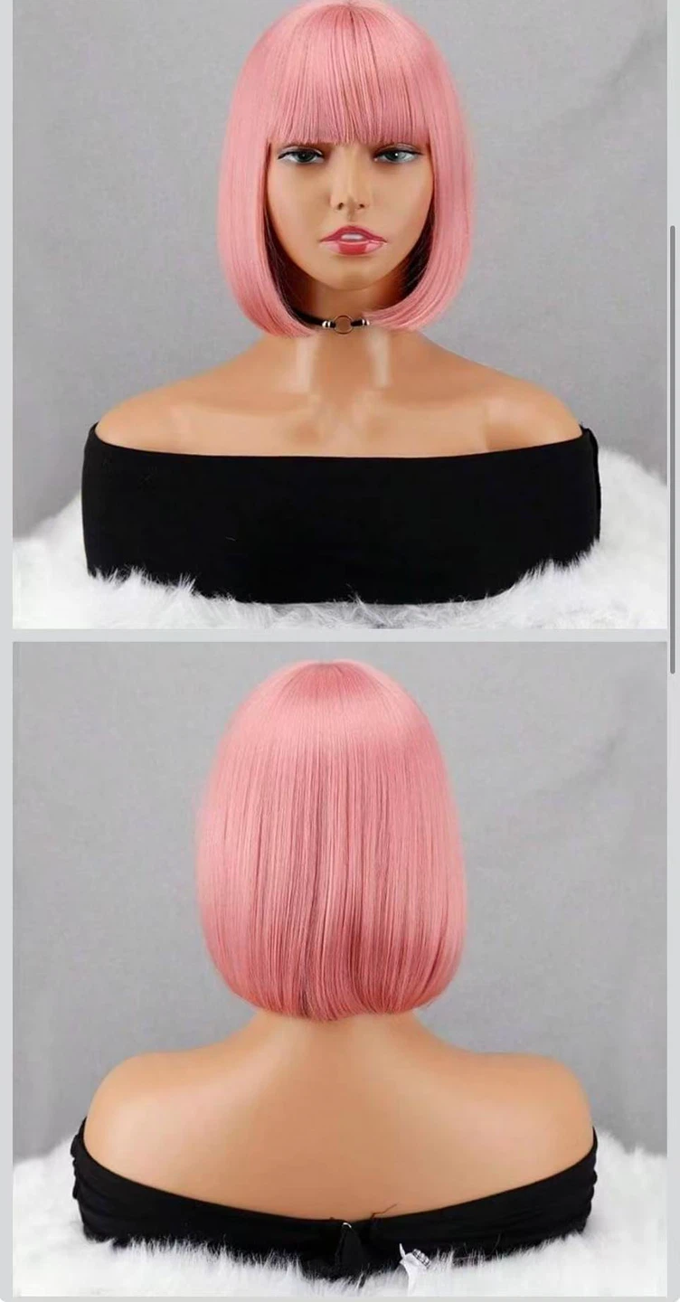 Pink Bob Wig with Bangs - photo 2