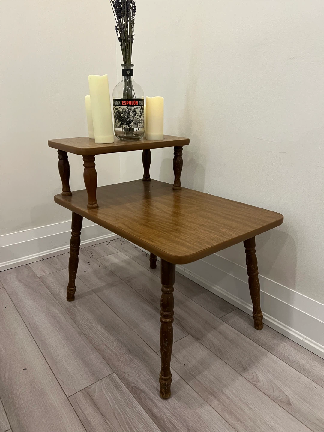 Vintage 2-Tier Wood Side Table