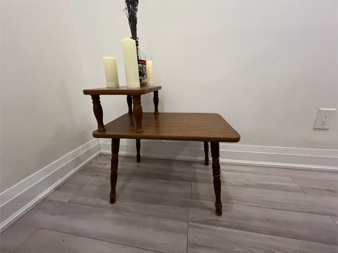 Vintage 2-Tier Wood Side Table - photo 3