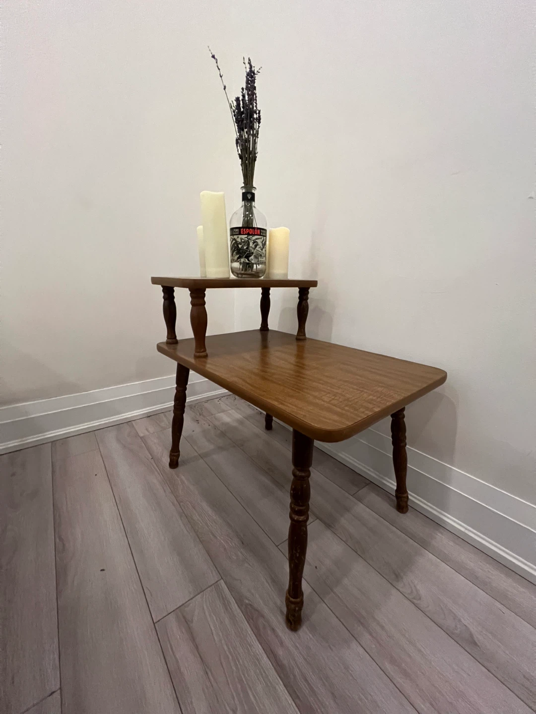 Vintage 2-Tier Wood Side Table - photo 4
