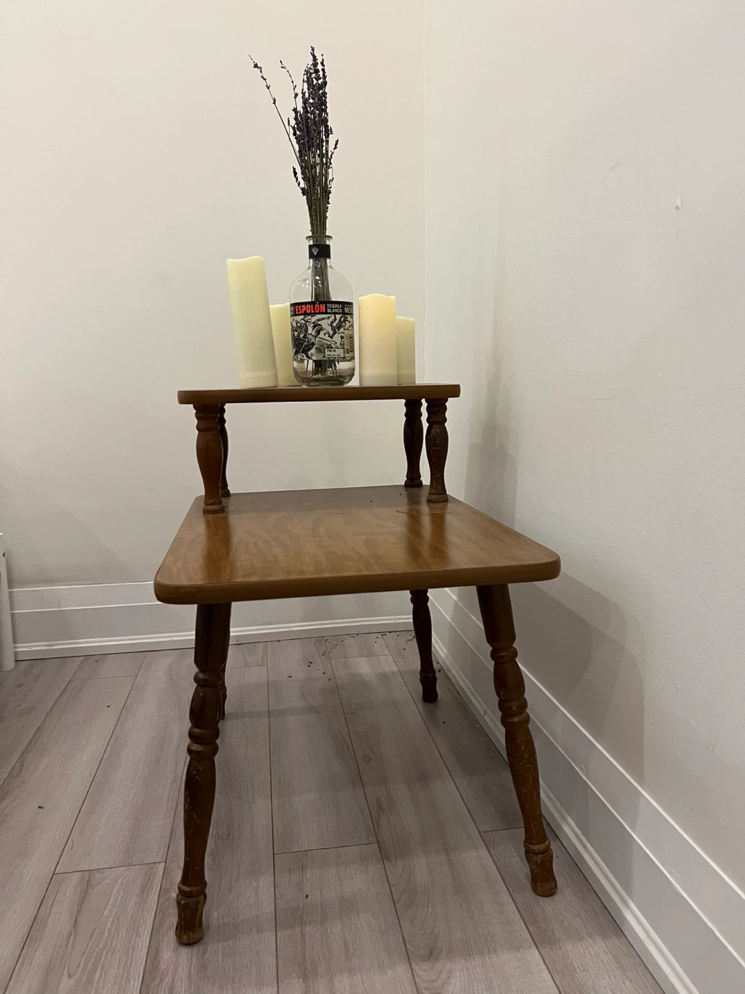 Vintage 2-Tier Wood Side Table - photo 2