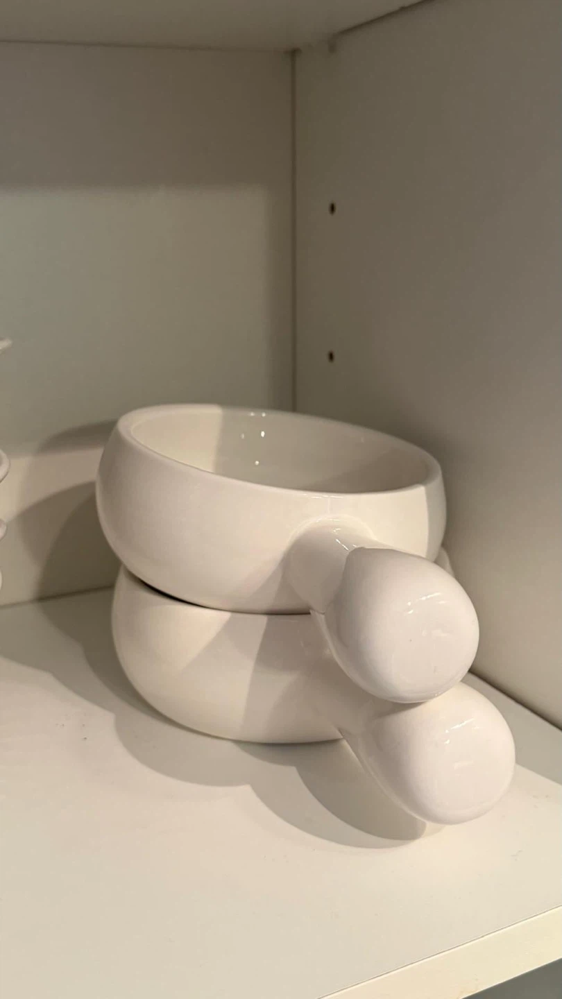 White Ceramic Bowl Set with Handles