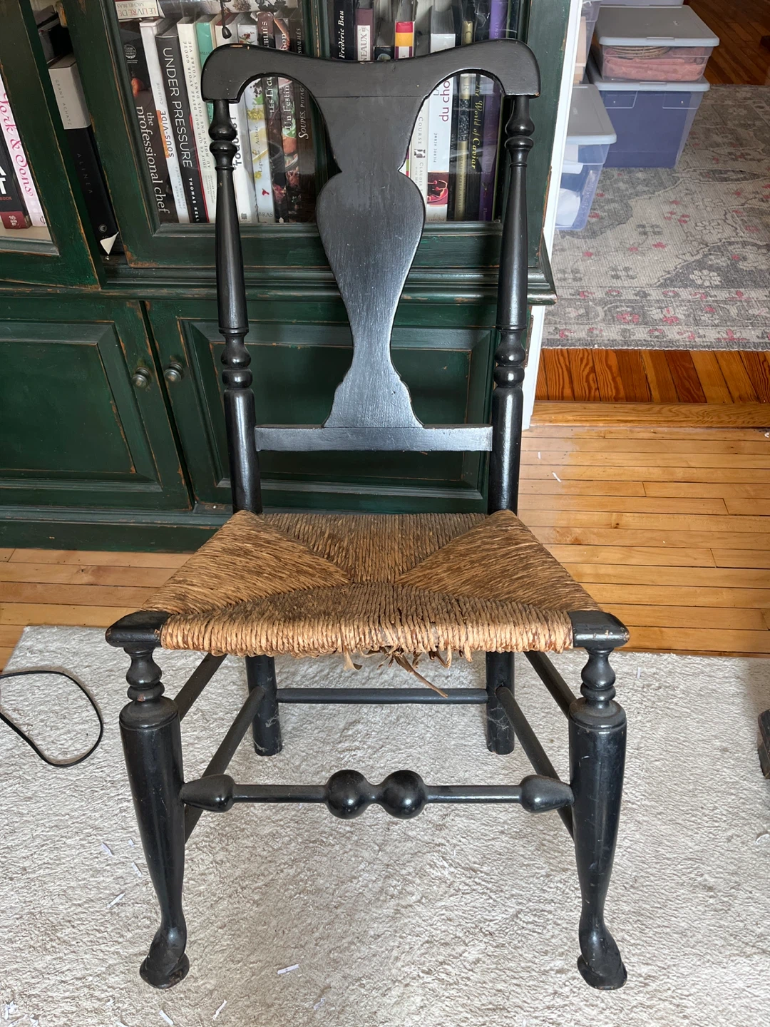 Black Rush Seat Chair