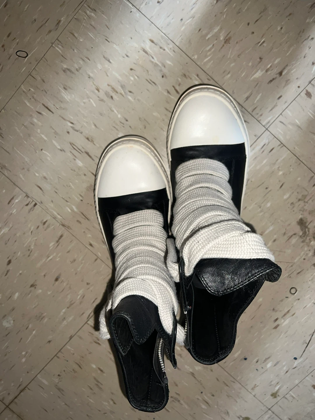 Rick Owens Black Leather High Top Sneakers - photo 3
