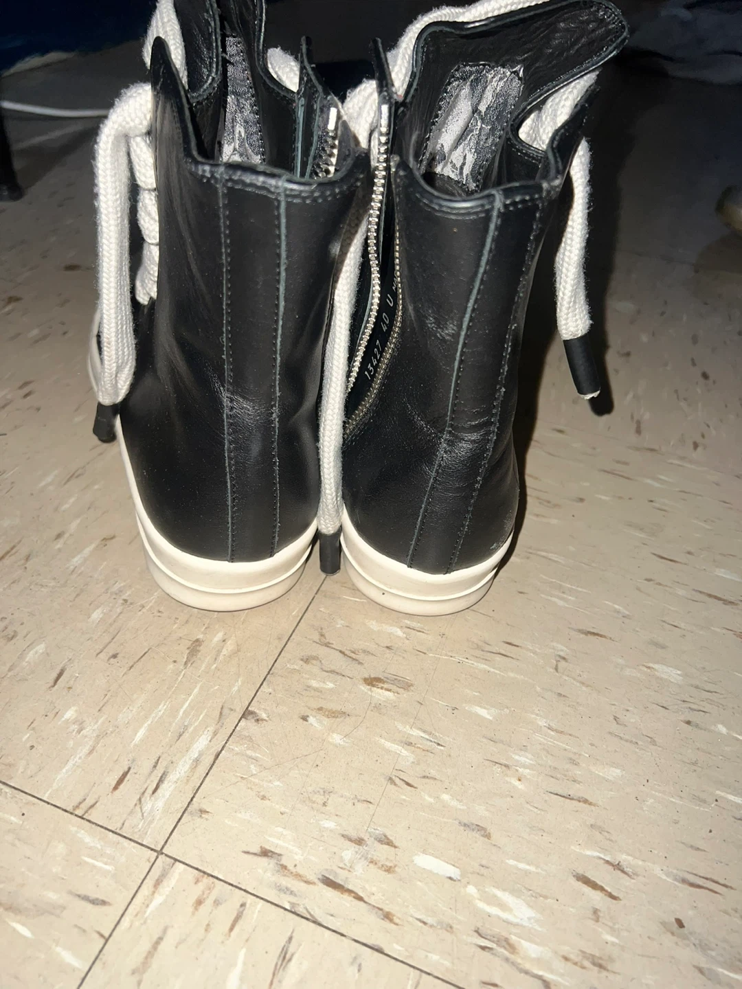 Rick Owens Black Leather High Top Sneakers - photo 2