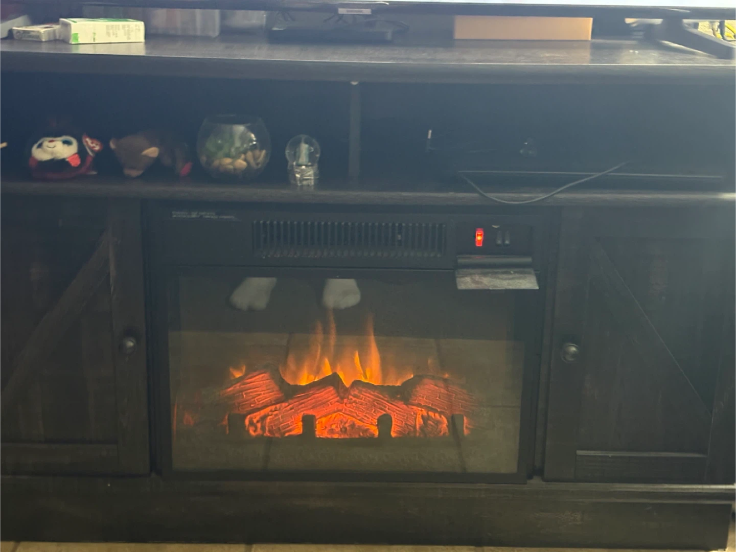 Dark Wood Electric Fireplace TV Stand - photo 2