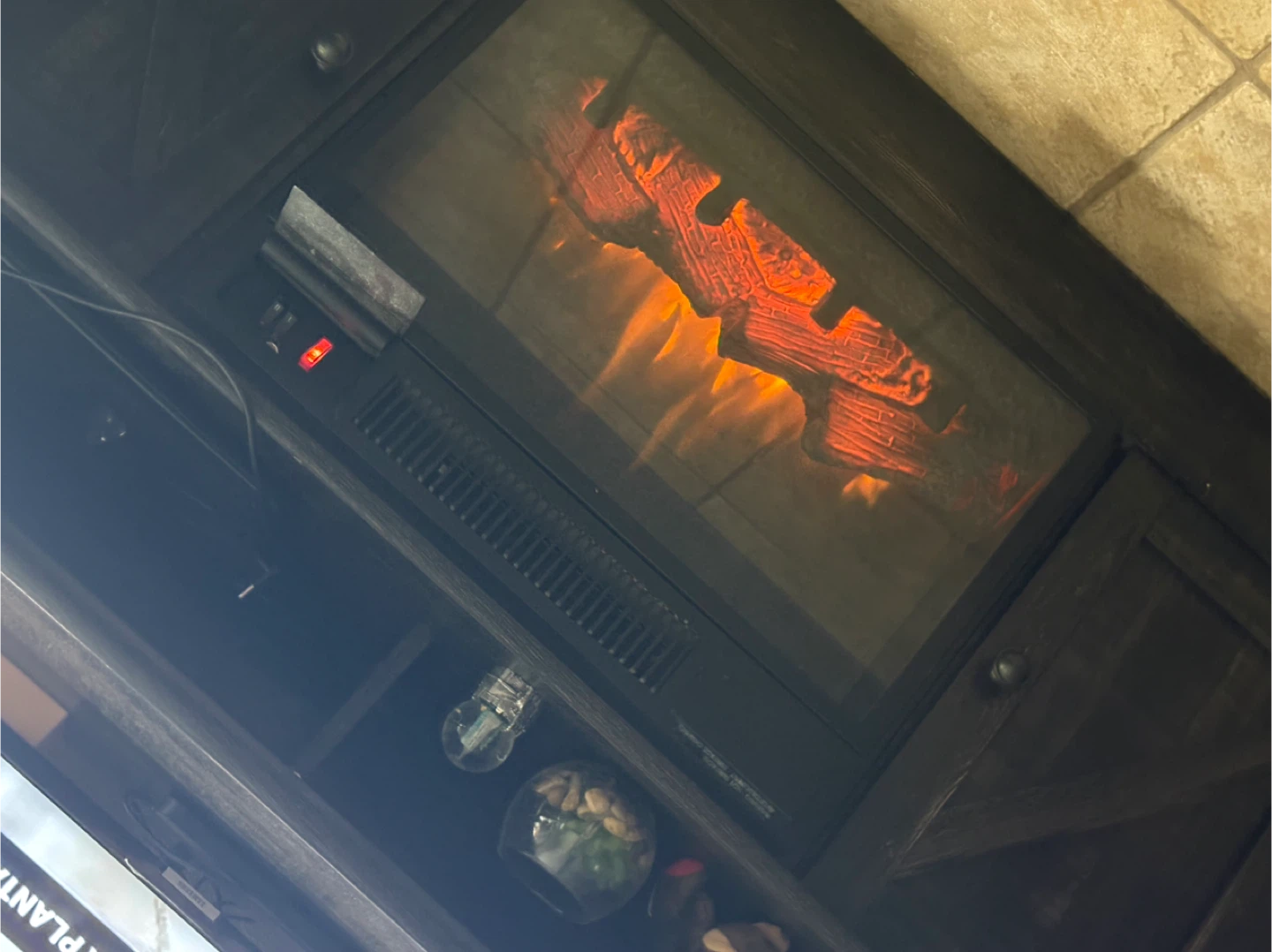 Dark Wood Electric Fireplace TV Stand - photo 3