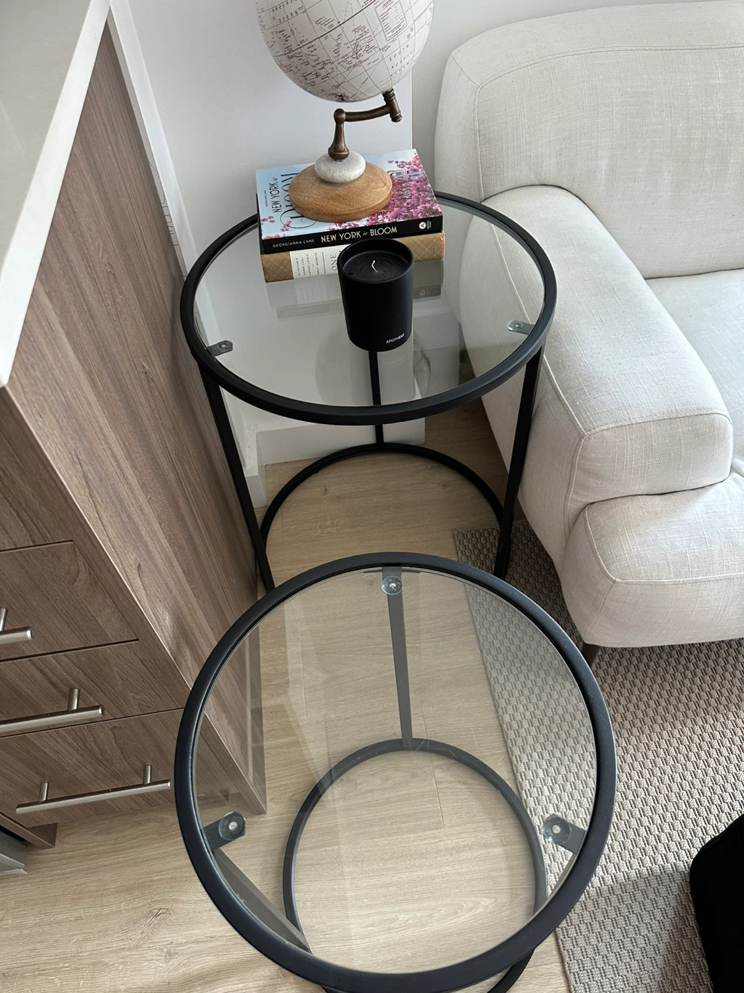 Nesting Round Glass Top Side Tables Set of 2 - photo 3