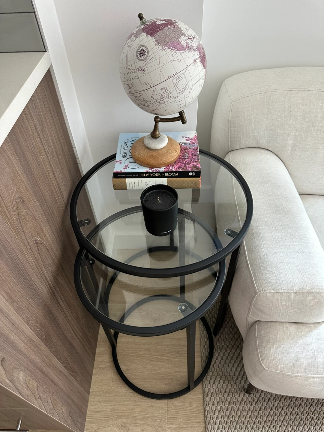 Nesting Round Glass Top Side Tables Set of 2 - photo 2
