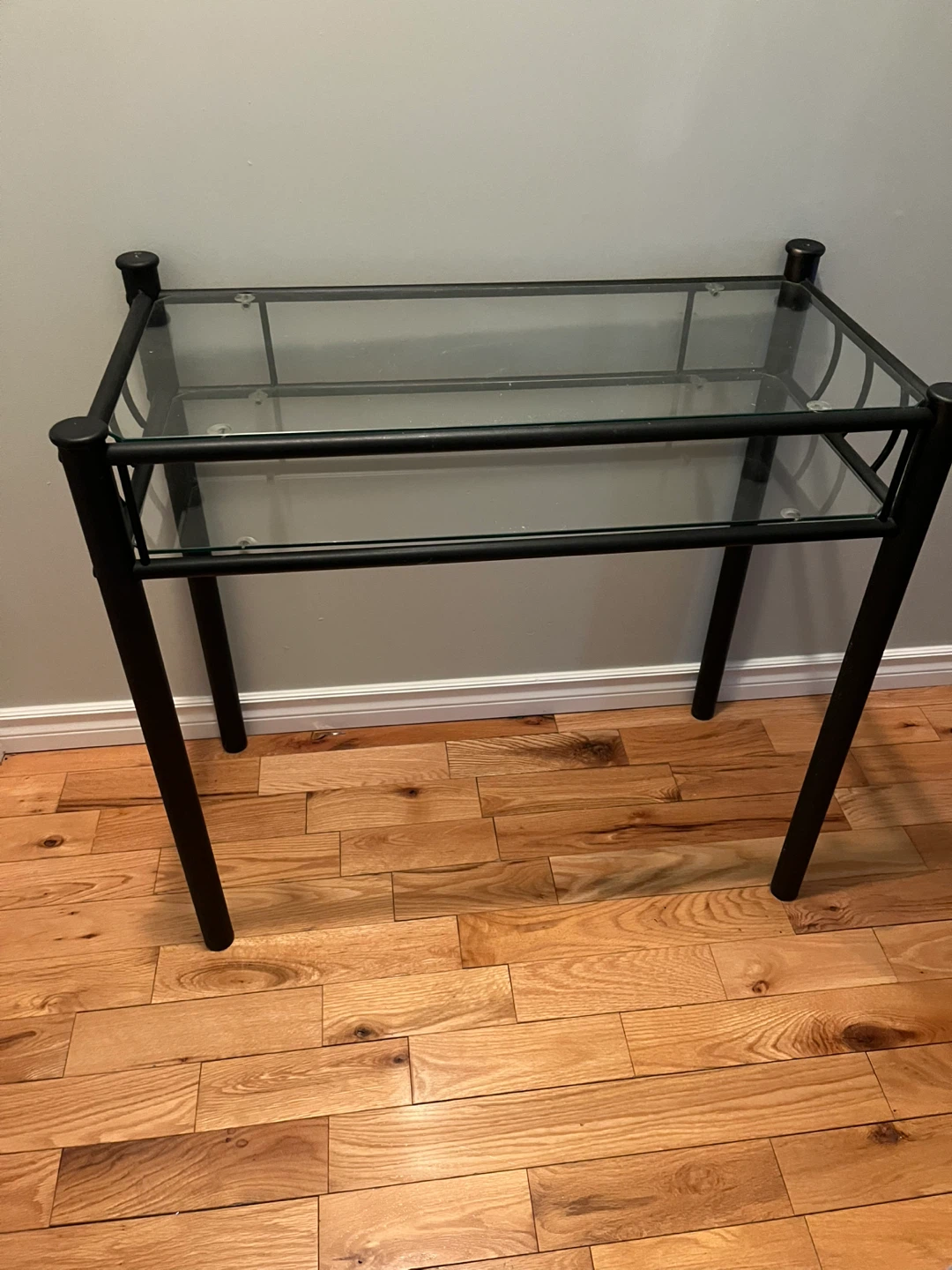 Black Metal and Glass Console Table - photo 5