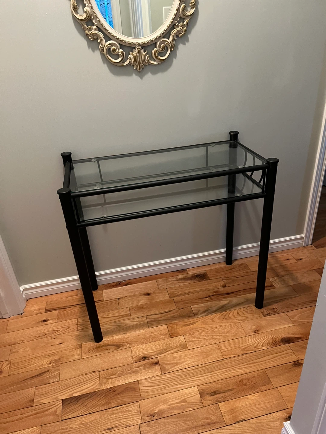 Black Metal and Glass Console Table