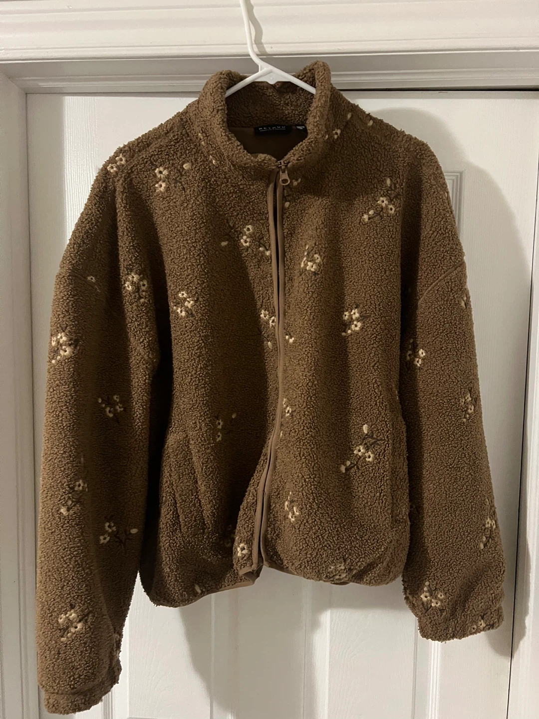 Women’s embroidered sherpa jacket