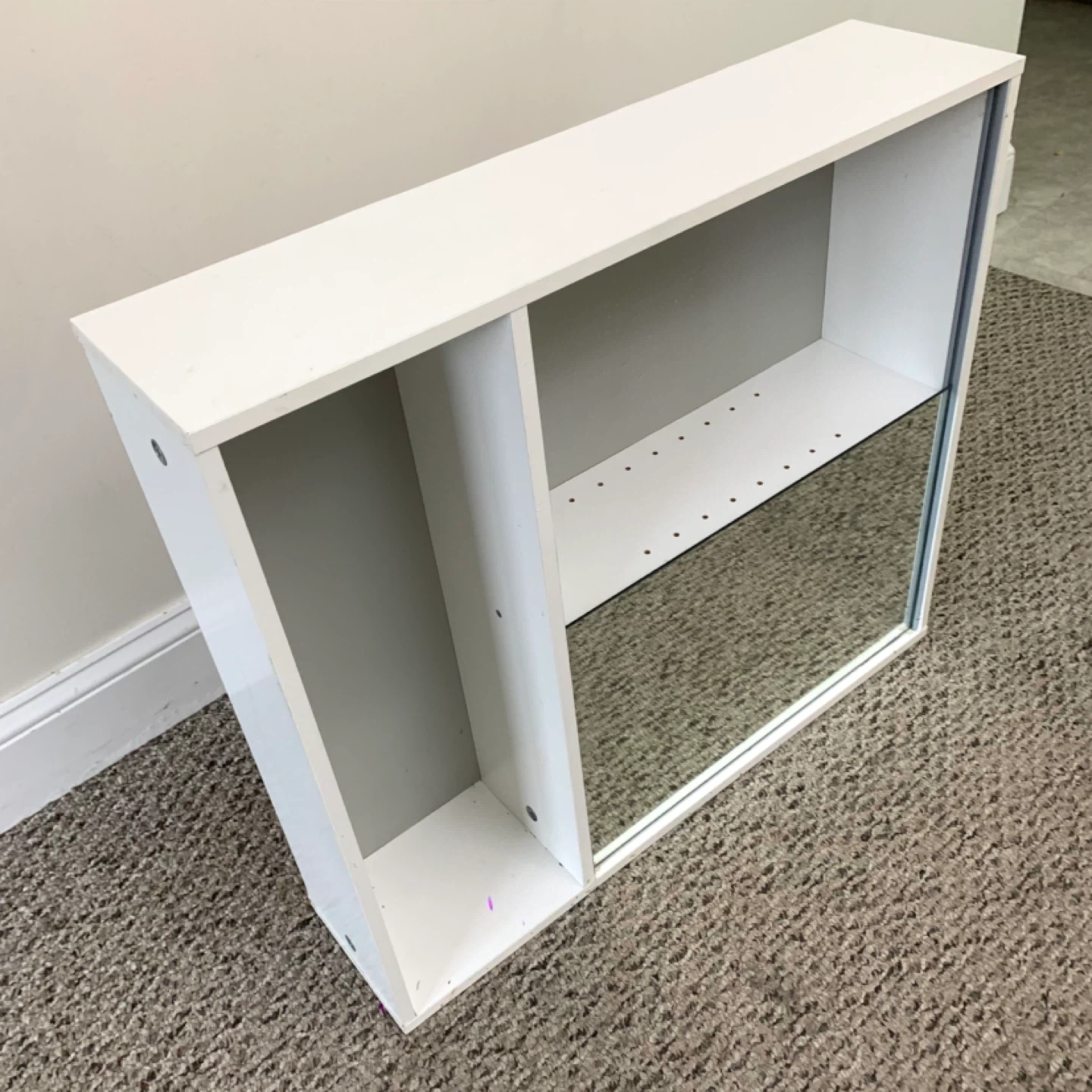 White Wall Shelf Mirror Cabinet Storage Bathroom Organizer - photo 2