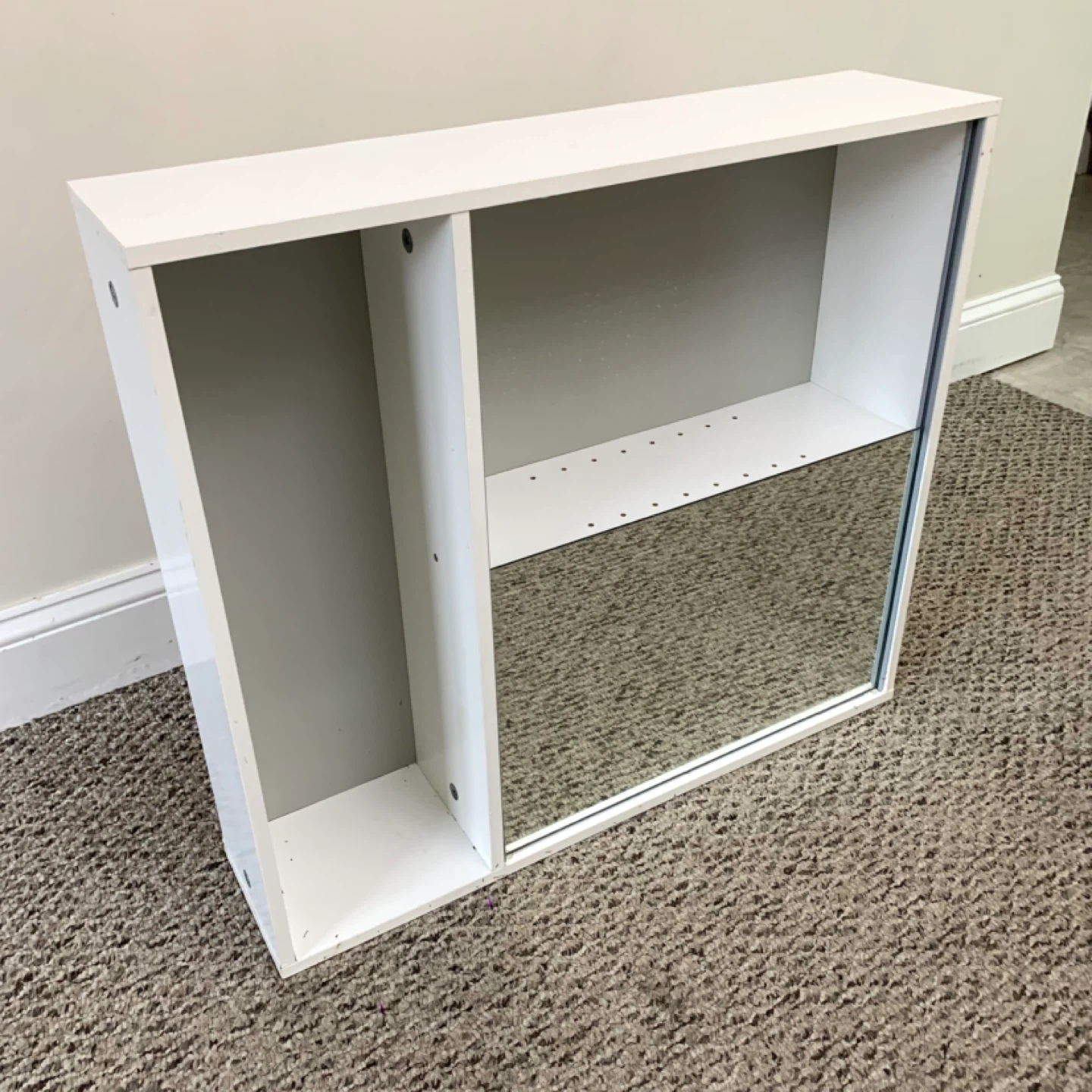 White Wall Shelf Mirror Cabinet Storage Bathroom Organizer