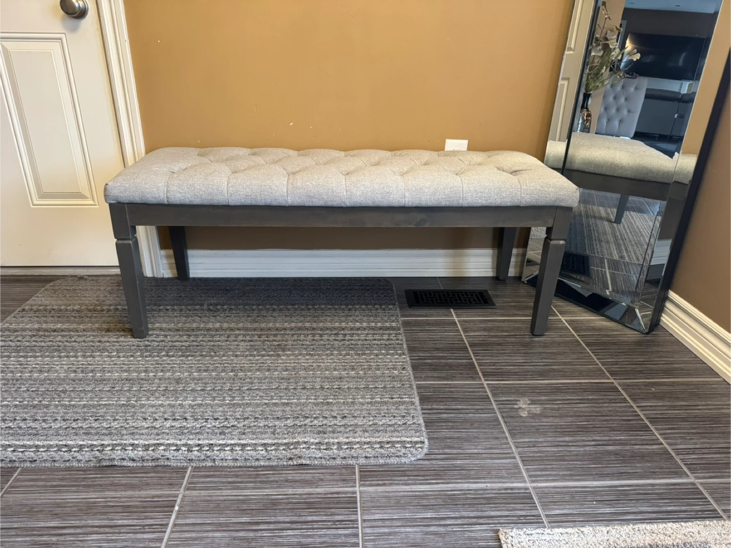 Tufted Upholstered Bench - Grey Fabric
