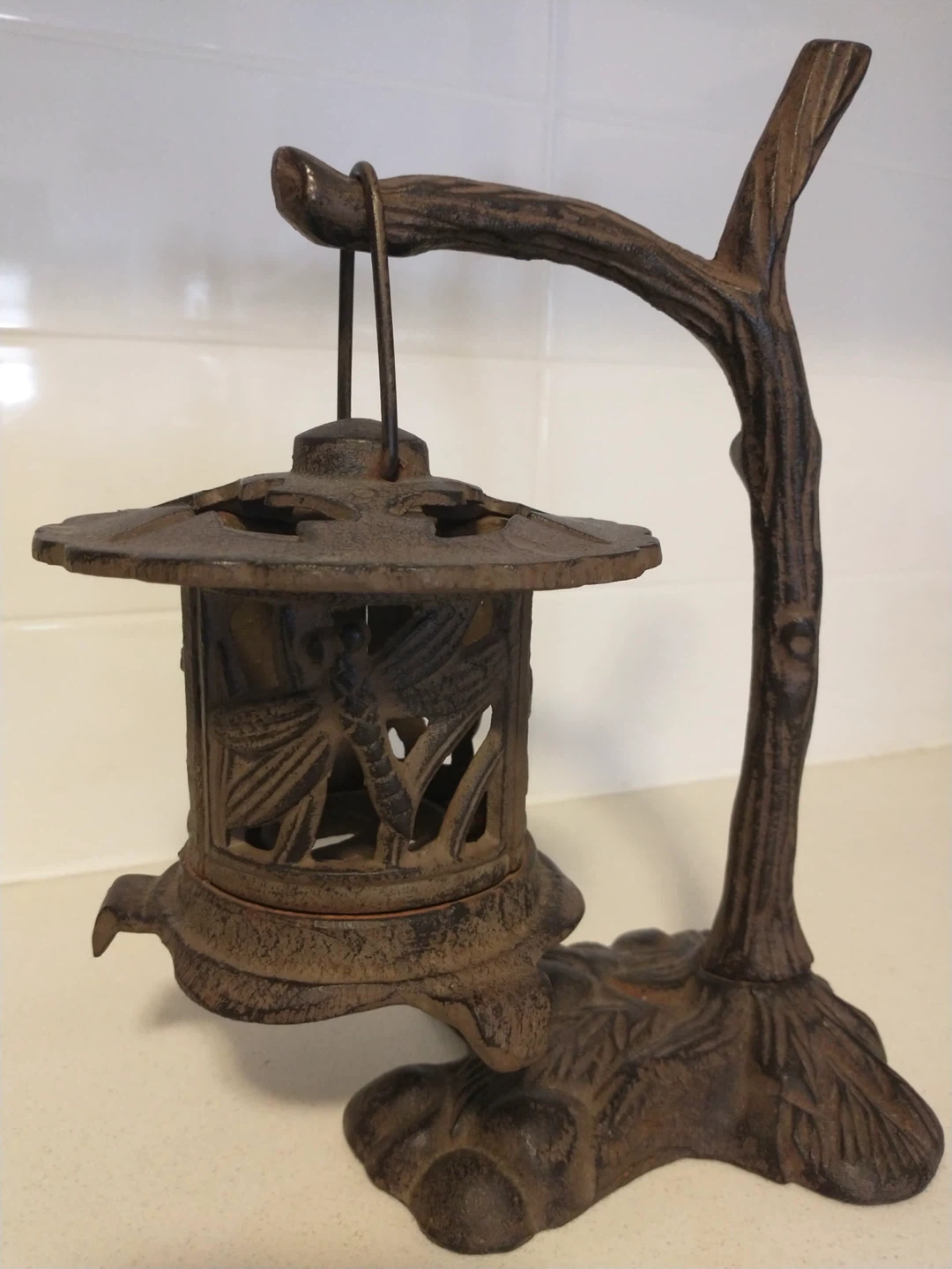 JAPANESE CAST IRON DRAGONFLY LANTERN